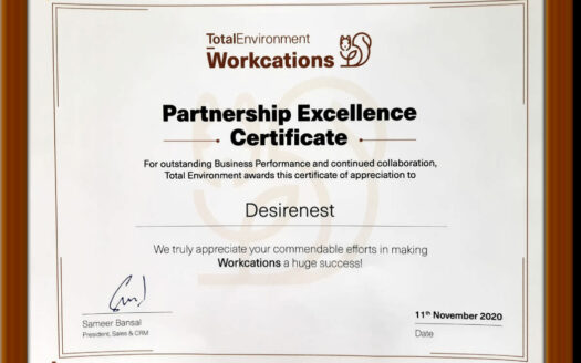 Desirenest adds another award to the kitty : Outstanding Contribution Award 2020 by Total Environment